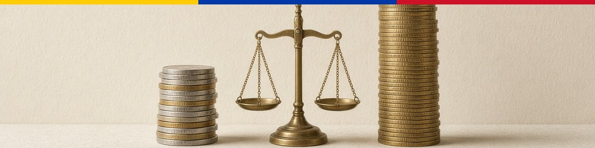 Dos pilas de monedas y una balanza, el dólar del P2P frente al BCV